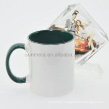 Sunmeta 11oz sublimation inner & handle color mug green